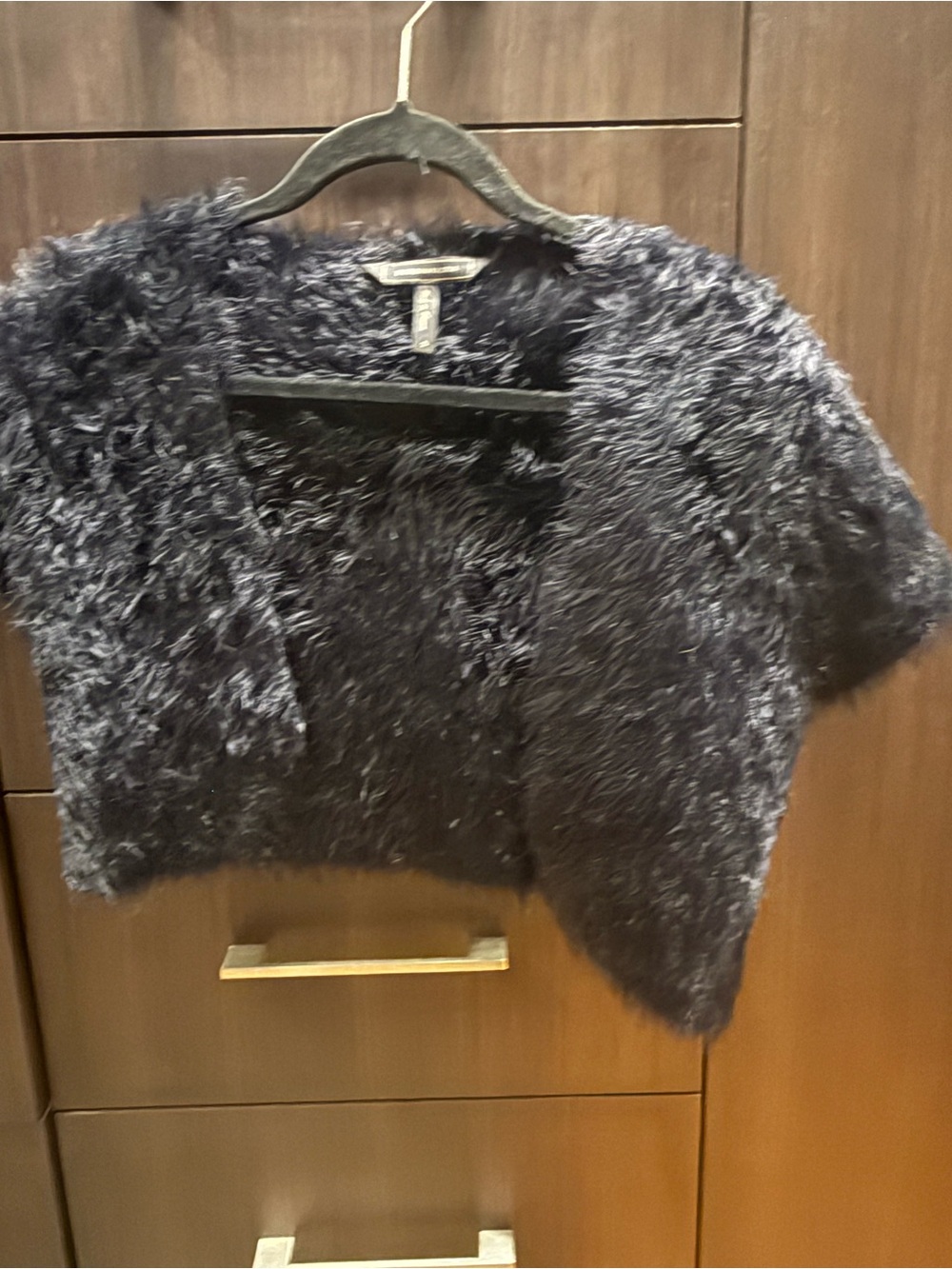 BCBGMaxAzria Black  Faux Fur Cropped Shrug